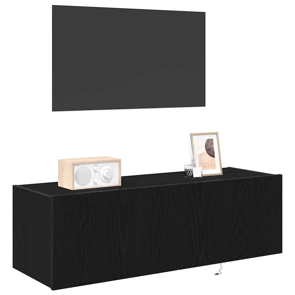 TV Wall Cabinet Black oak 100 x 35 x 31 cm Engineered wood